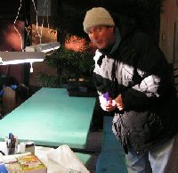 Craig organizing lights for the dividing work bench